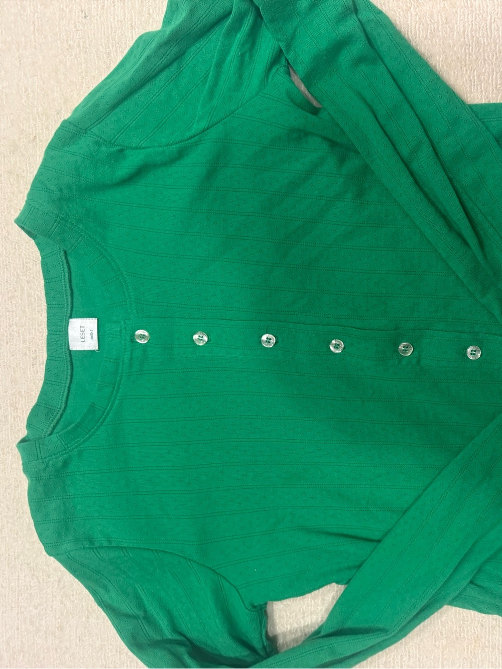 Leset pointelle long sleeve top small